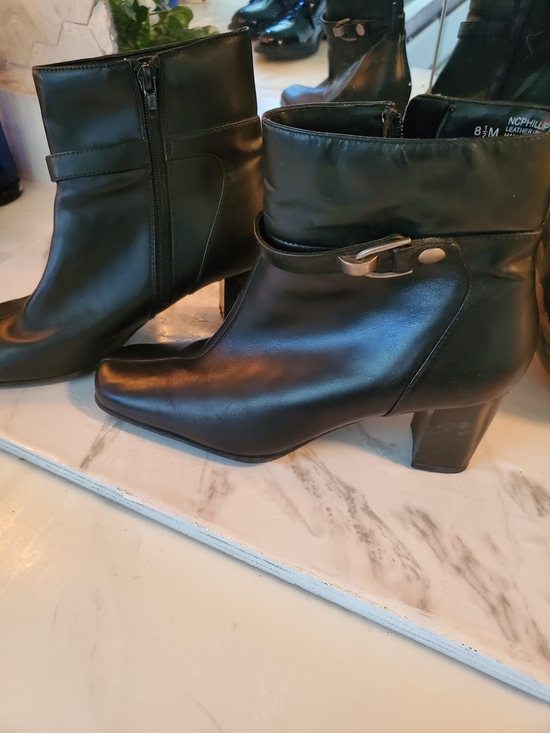 Nine & Co. Shoes - Nine & Co. Black Leather Ankle Booties with Buckle Accent
